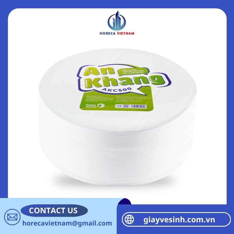 Giấy vệ sinh cuộn lớn An Khang Caro500