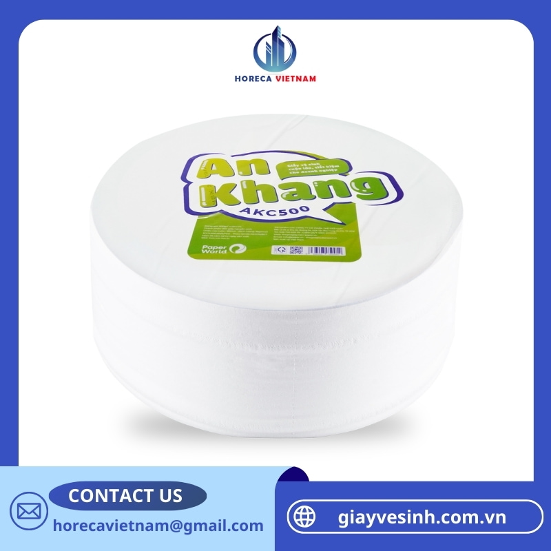 Giấy vệ sinh cuộn lớn An Khang Caro500 là giấy vệ sinh cuộn lớn 500g siêu tiết kiệm