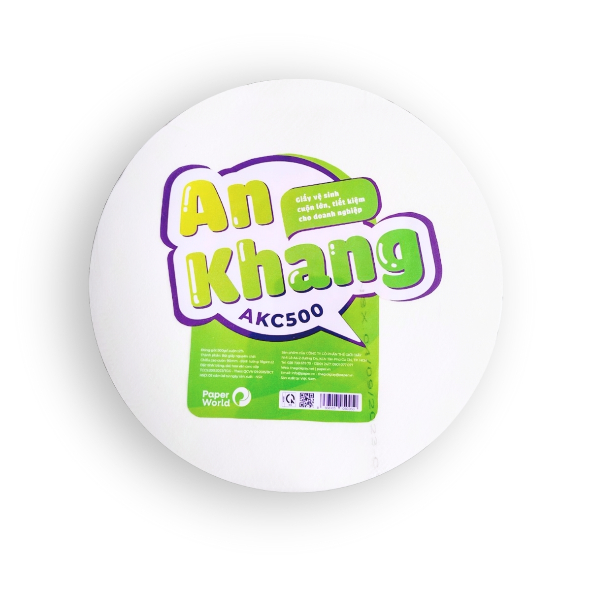 Giấy vệ sinh cuộn lớn An Khang Caro500