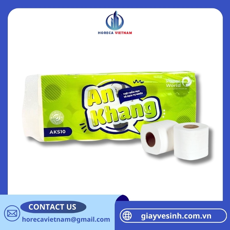 Giấy vệ sinh cuộn nhỏ An Khang Soft10 mềm mại, an toàn cho da, dùng cho gia đình, văn phòng