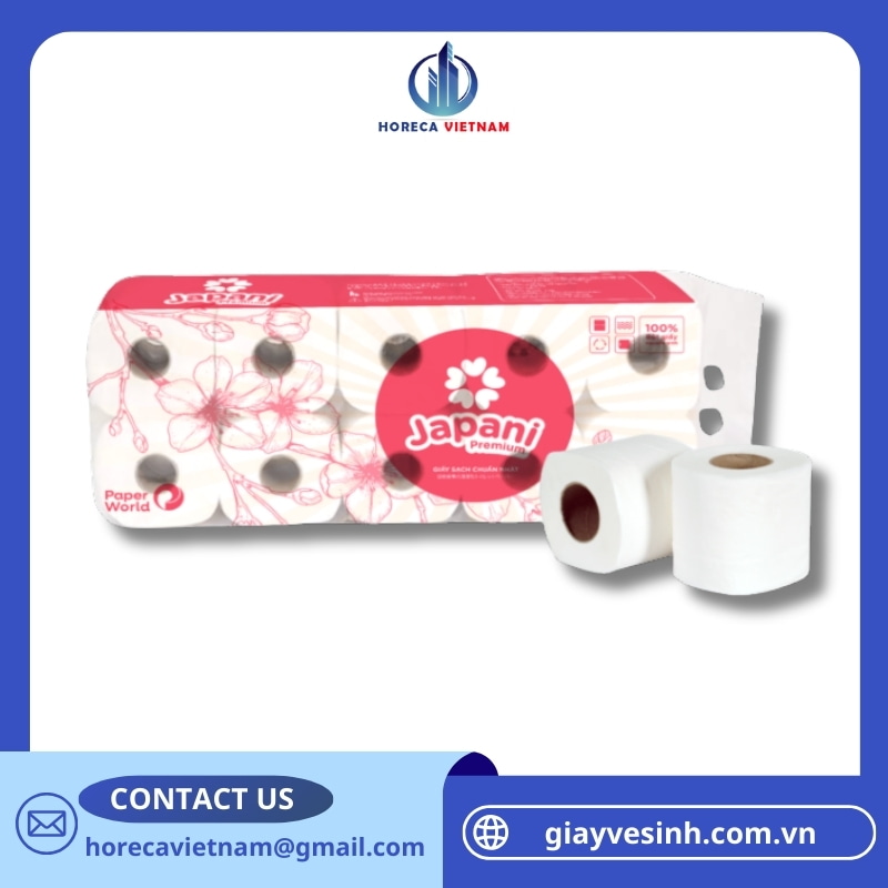 Giấy vệ sinh cuộn nhỏ Japani Premium10 chất lượng cao, mềm mịn, thấm hút vượt trội