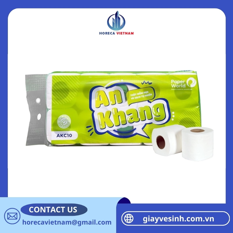 Giấy vệ sinh cuộn nhỏ An Khang Classic10 mềm mịn, tan nhanh trong nước, phù hợp gia đình và doanh nghiệp