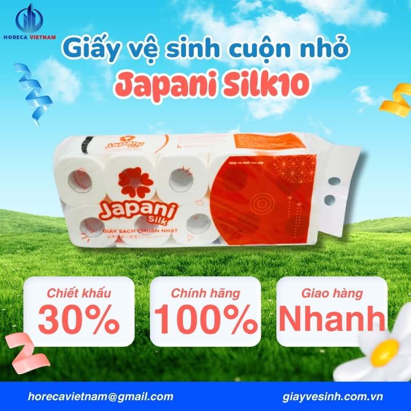 Ưu đãi khi mua giấy vệ sinh cuộn nhỏ Japani Silk10 tại Horeca Việt Nam, chiết khấu 30%, giao hàng nhanh chóng và sản phẩm chính hãng 100%.