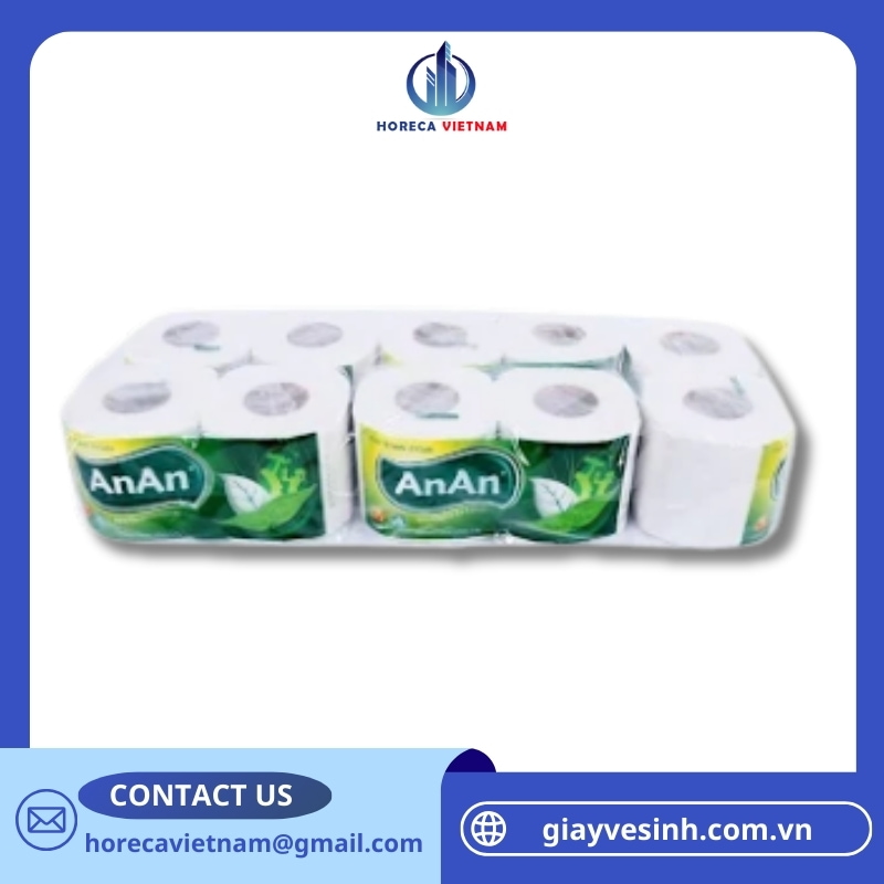 Giấy vệ sinh cuộn nhỏ An An 2 lớp 10 cuộn giá rẻ, chính hãng tại Horeca Việt Nam