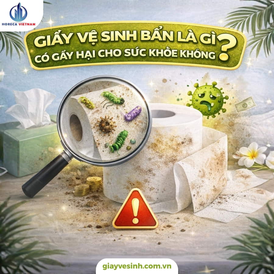 Giấy vệ sinh bẩn có thể chứa nhiều vi khuẩn và nấm mốc, gây hại cho sức khỏe nếu không sử dụng giấy vệ sinh chất lượng.