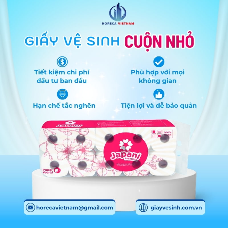 Giấy vệ sinh cuộn nhỏ giúp tiết kiệm chi phí đầu tư ban đầu, phù hợp nhiều không gian và dễ bảo quản