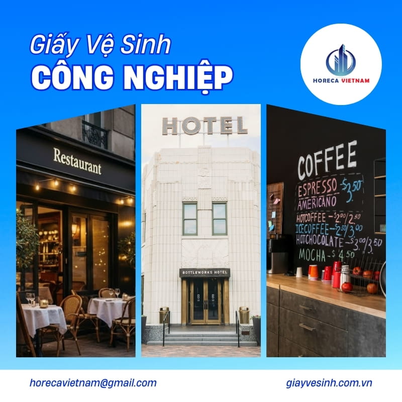 Mua giấy vệ sinh cuộn lớn chính hãng tại Horeca Việt Nam cho nhà hàng, khách sạn và quán cà phê.