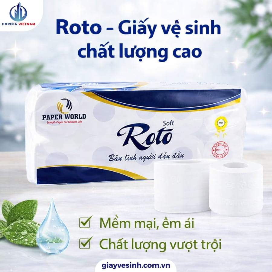 Giấy vệ sinh Roto Soft10 chất lượng cao, dễ tan trong nước, đảm bảo vệ sinh an toàn và không gây tắc nghẽn hệ thống thoát nước