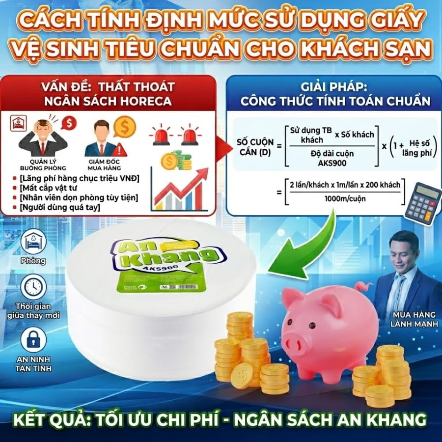 Cách tính định mức sử dụng giấy vệ sinh tiêu chuẩn cho khách sạn