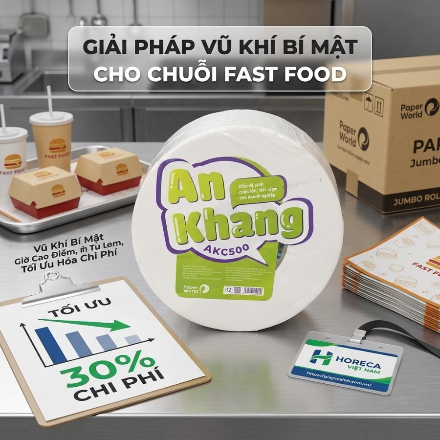 Giấy vệ sinh cuộn lớn cho chuỗi thức ăn nhanh