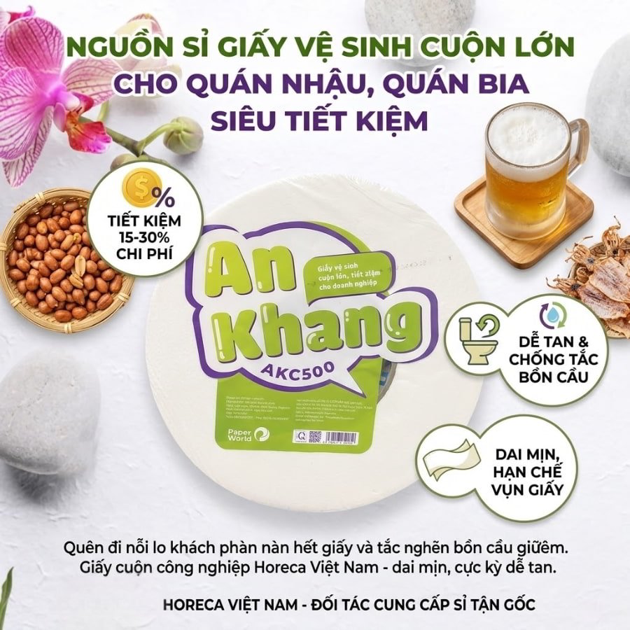 Giấy vệ sinh cuộn lớn cho quán nhậu