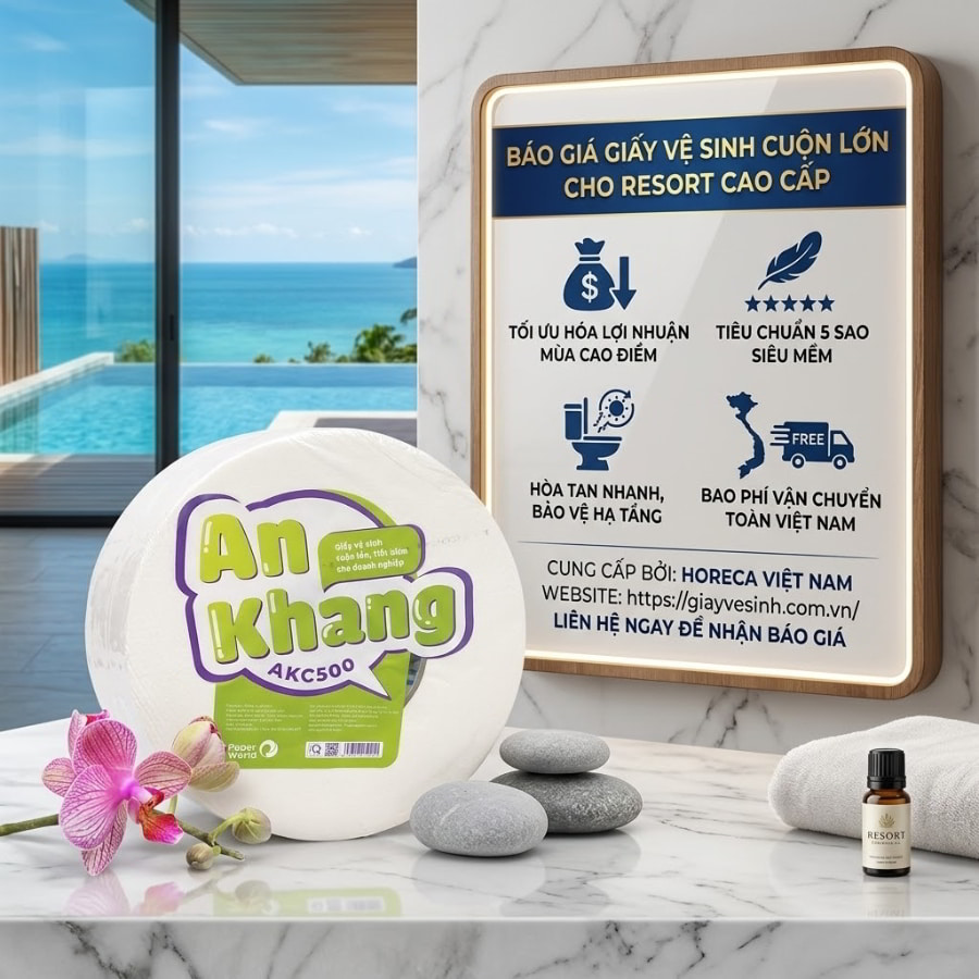 Horeca Việt Nam chuyên cung cấp giấy vệ sinh cuộn lớn cho resort, khách sạn cao cấp