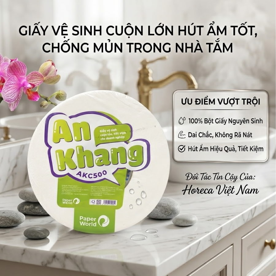 Giấy vệ sinh cuộn lớn hút ẩm tốt