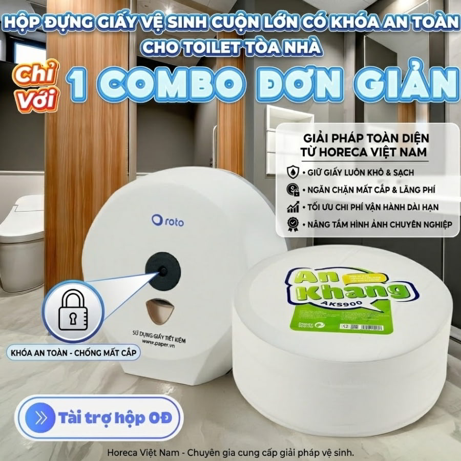 Horeca Việt Nam cung cấp hộp đựng giấy vệ sinh cuộn lớn tòa nhà