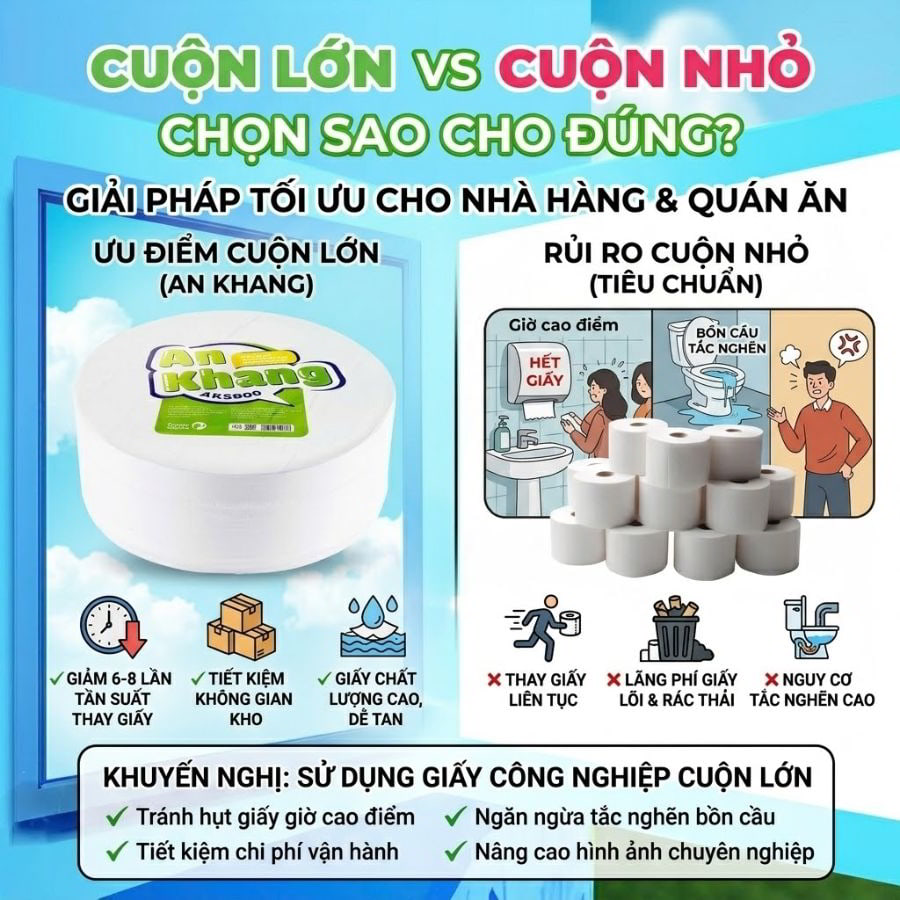 Nên dùng giấy vệ sinh loại nào cho nhà hàng để tránh lãng phí