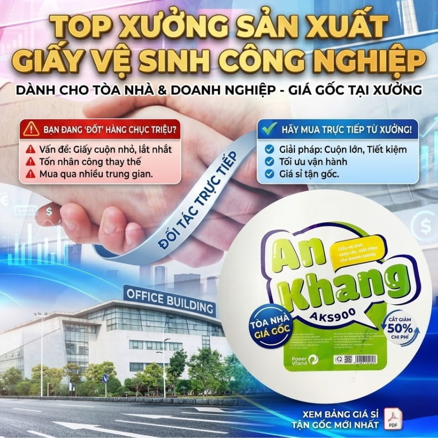 Xưởng sản xuất giấy vệ sinh công nghiệp cho tòa nhà giá tốt nhất