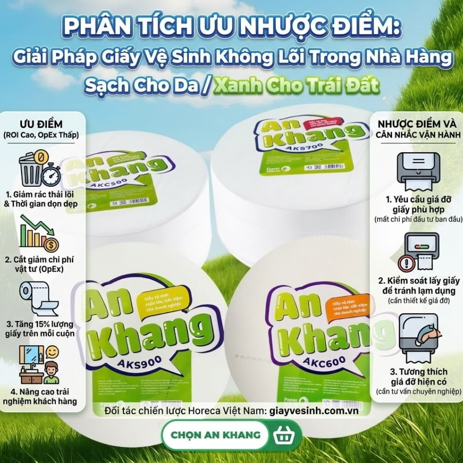 Giấy vệ sinh không lõi cho nhà hàng