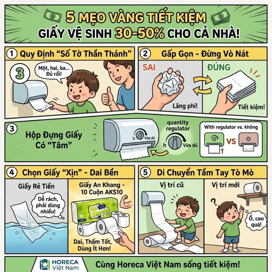 Cách tiết kiệm giấy vệ sinh ở nhà vệ sinh gia đình