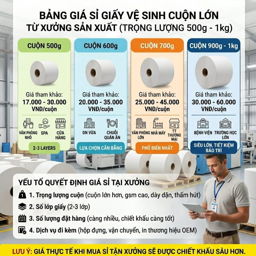 Báo giá xưởng sản xuất giấy vệ sinh sỉ uy tín giá tốt nhất tại Horeca Việt Nam