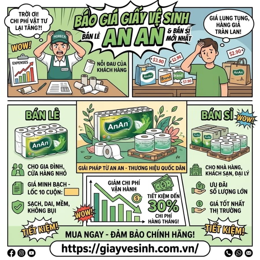 Báo giá giấy vệ sinh An An bán sỉ lẻ mới nhất tại Horeca Việt Nam