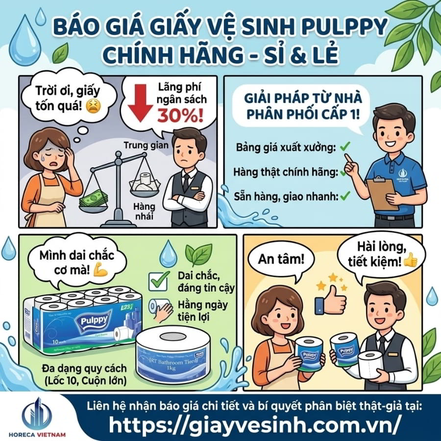 Báo giá giấy vệ sinh pulppy sỉ lẻ tốt nhất tại Horeca Việt Nam