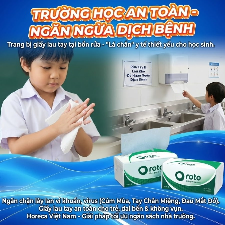 Horeca Việt Nam cung cấp giấy lau tay cho trường học uy tín chất lượng cao
