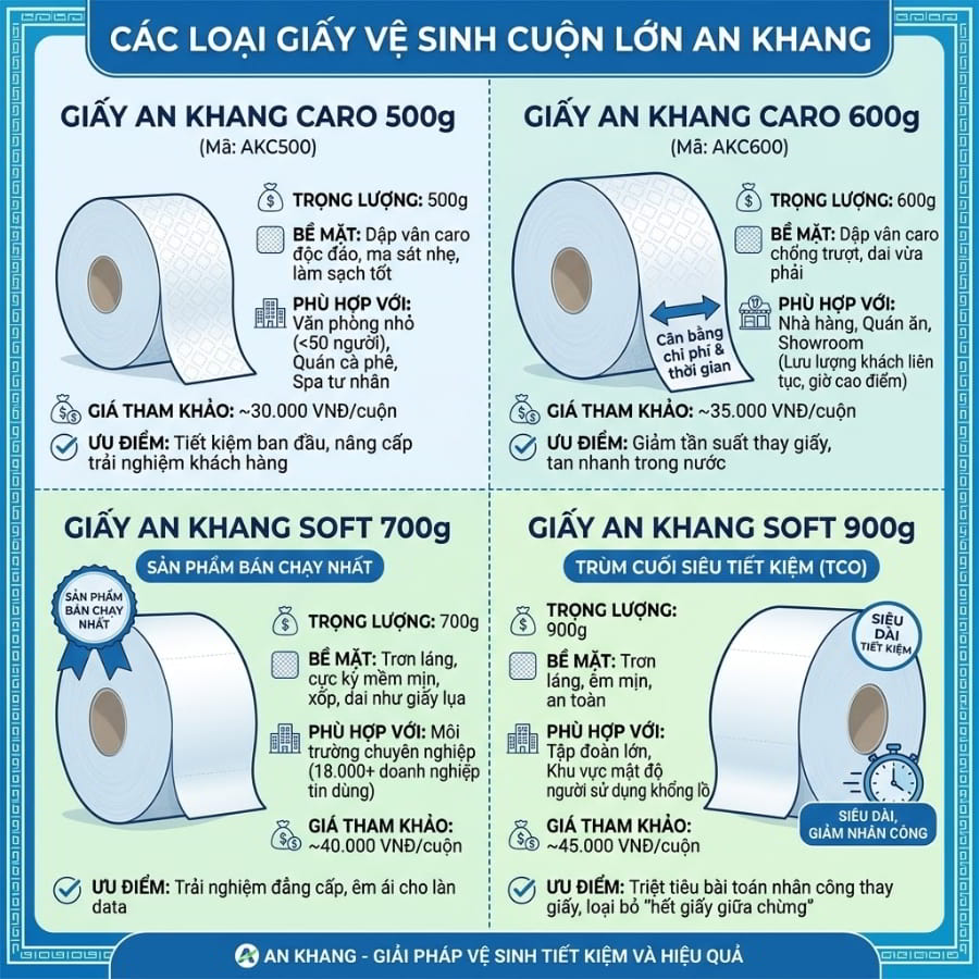 Review các loại giấy vệ sinh cuộn lớn An Khang tại Horeca Việt Nam
