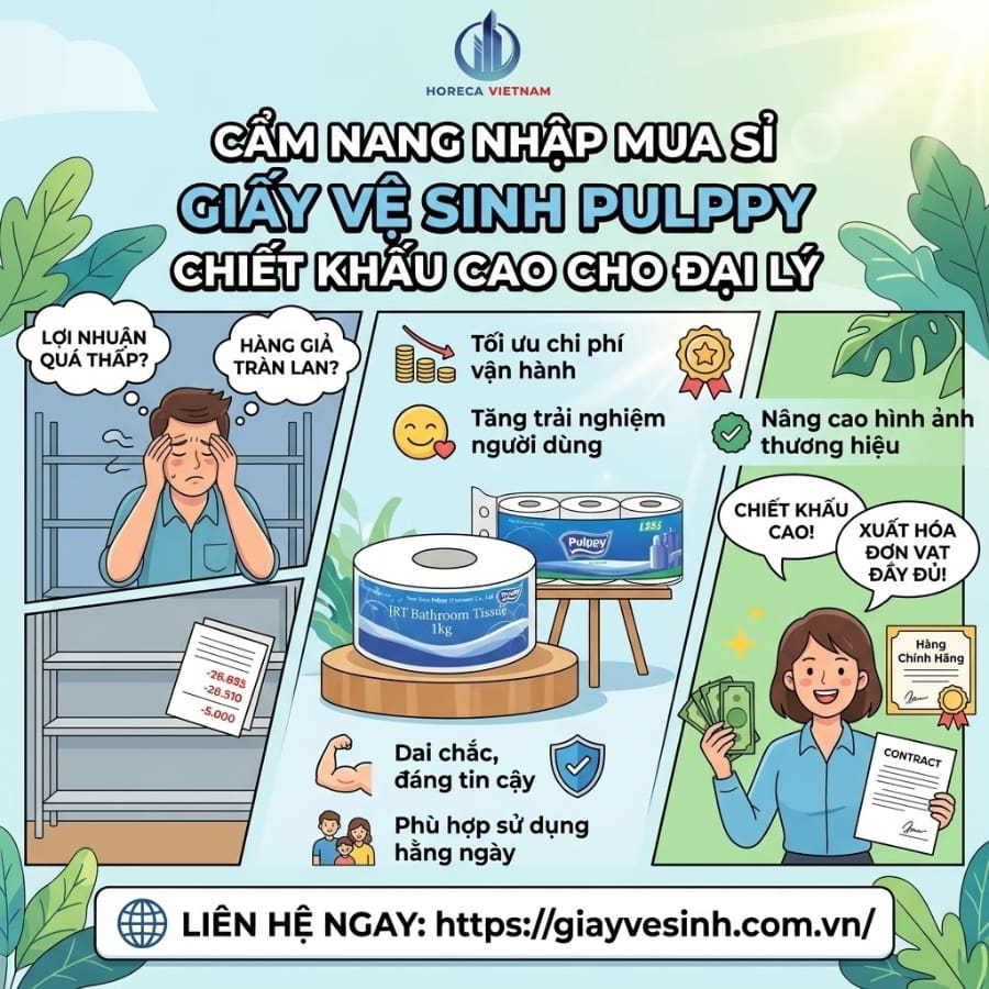 Mua sỉ giấy vệ sinh Pulppy uy tín giá tốt nhất tại Horeca Việt Nam