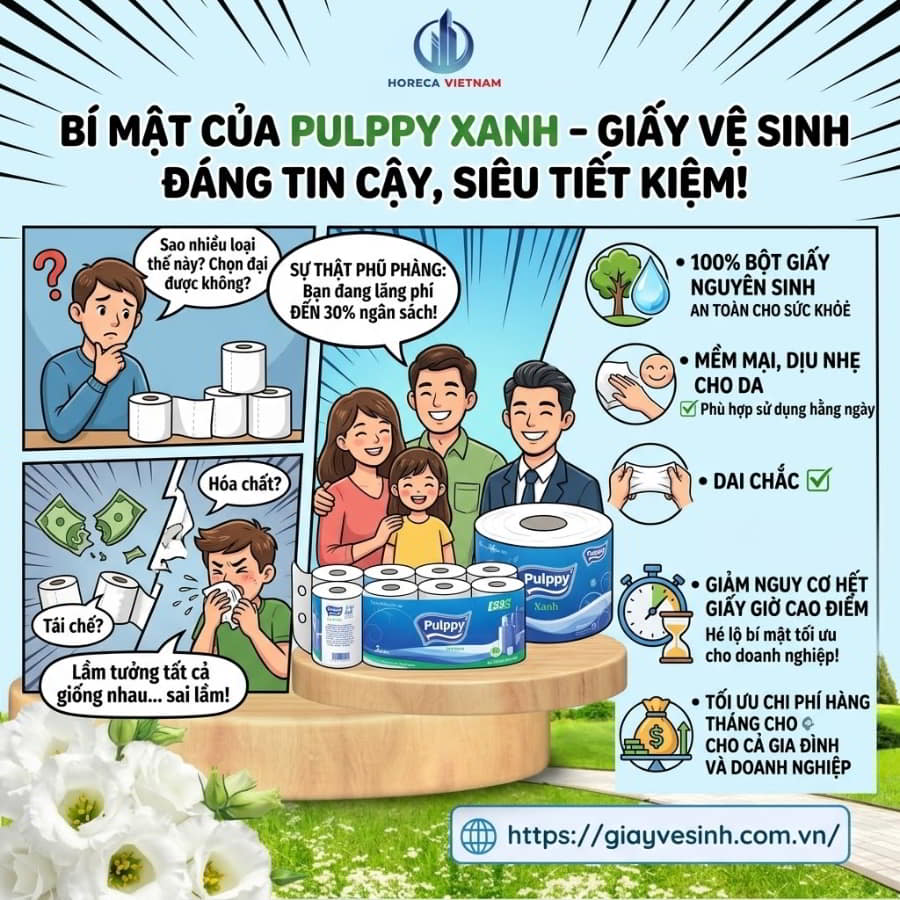 Tìm hiểu các dòng giấy vệ sinh pulppy xanh tại Horeca Việt Nam