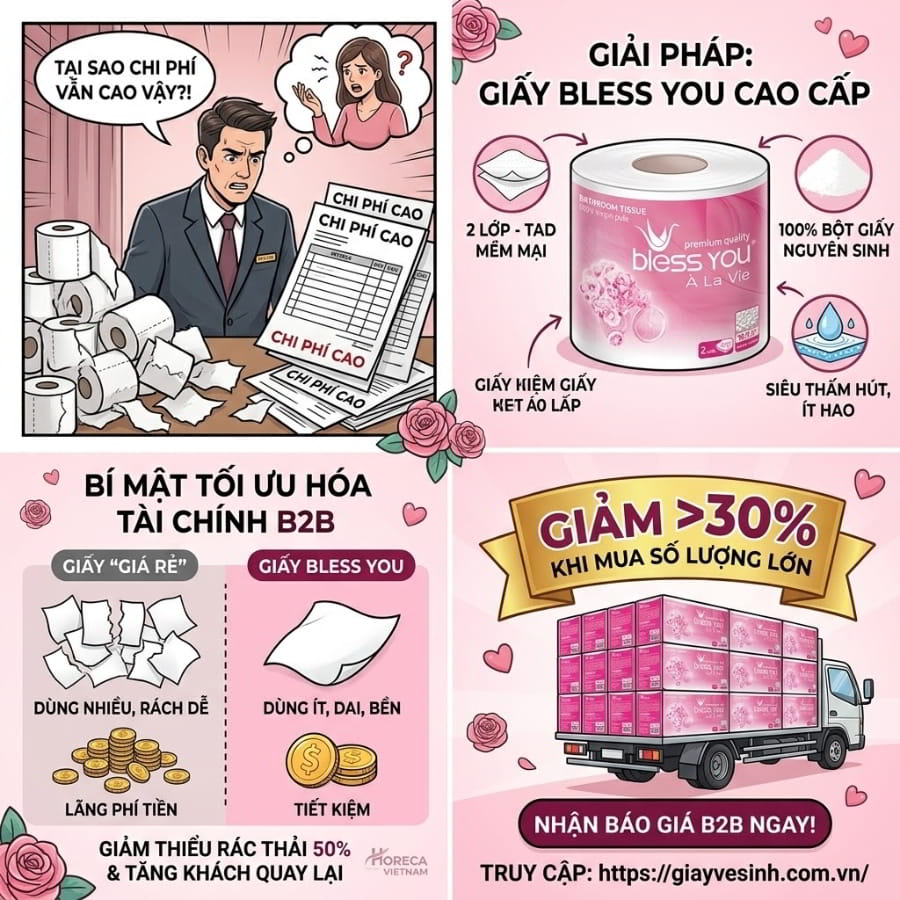 Cung cấp giấy vệ sinh Bless You cao cấp tiết kiệm 30% chi phí tại Horeca Việt Nam