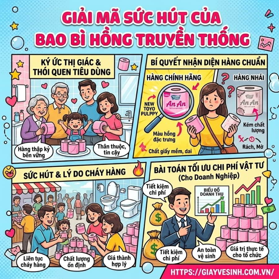 Giải mã sức hút của giấy vệ sinh an an bao bì hồng