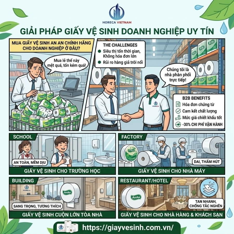 Giải pháp giấy vệ sinh An An cho doanh nghiệp uy tín giá sỉ tốt nhất tại Horeca Việt Nam