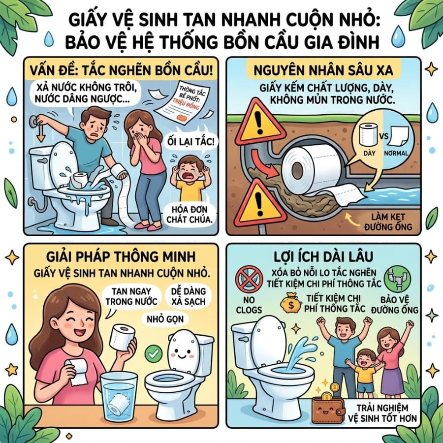 Mua giấy vệ sinh tan trong nước cuộn nhỏ cho gia đình tại Horeca Việt Nam