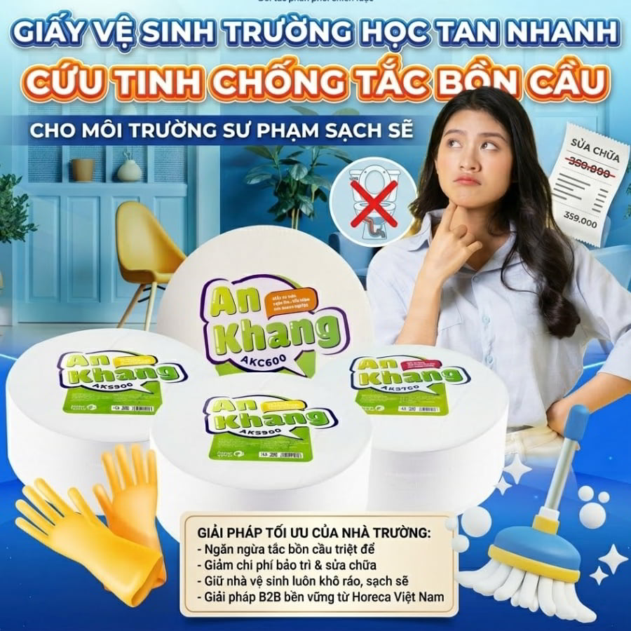 Mua giấy vệ sinh trường học tan nhanh chống tắc bồn cầu chất lượng cao tại Horeca Việt Nam