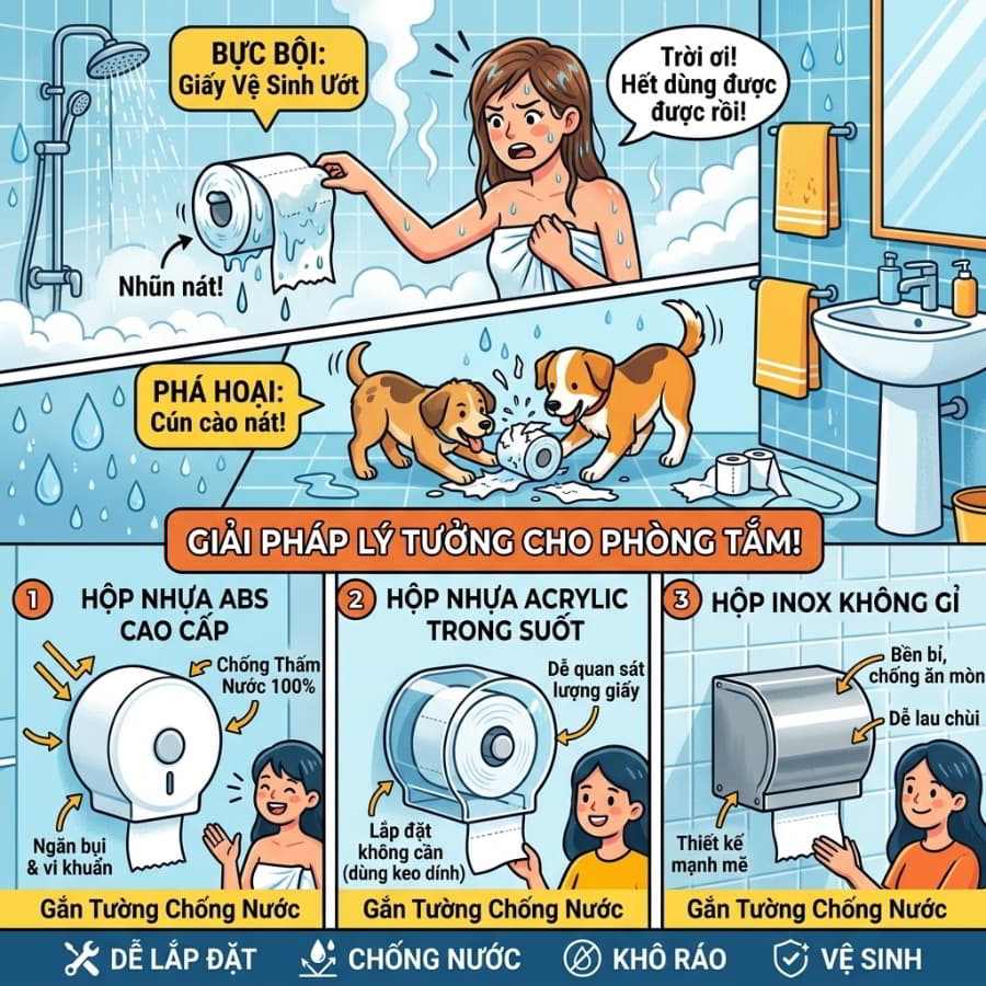 Các mẫu hộp đựng giấy vệ sinh cuộn nhỏ gắn tường chống nước cao cấp tại Horeca Việt Nam