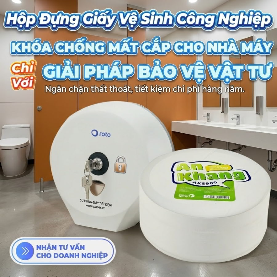 Hộp đựng giấy vệ sinh công nghiệp có khóa chống mắt cắp cho nhà máy