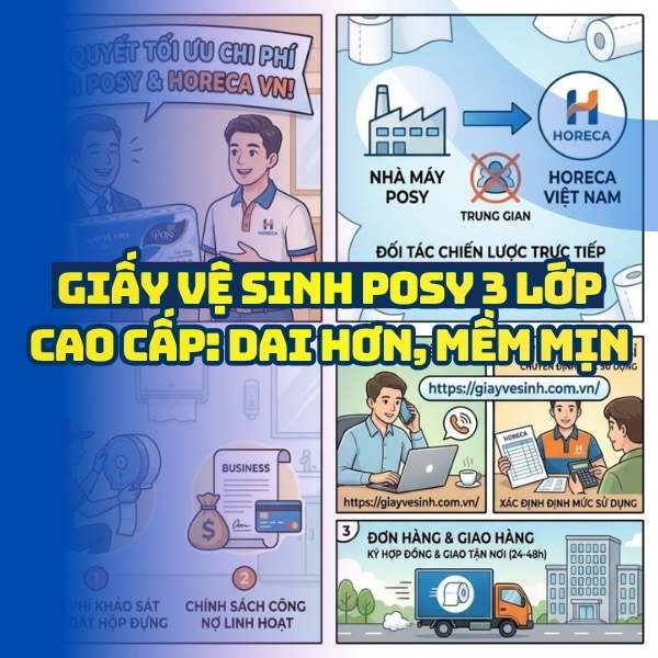 Horeca Việt Nam cung cấp giấy vệ sinh posy 3 lớp giá tốt giao hàng tận nơi