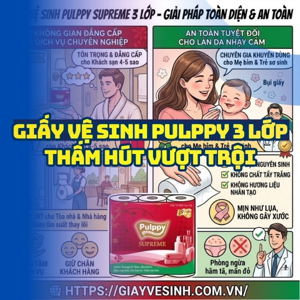 Horeca Việt Nam cung cấp giấy vệ sinh pulppy 3 lớp giá tốt giao hàng tận nơi