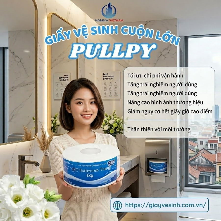 Horeca Việt Nam đại lý phân phối giấy vệ sinh cuộn lớn Pulppy cao cấp giá sỉ tốt nhất