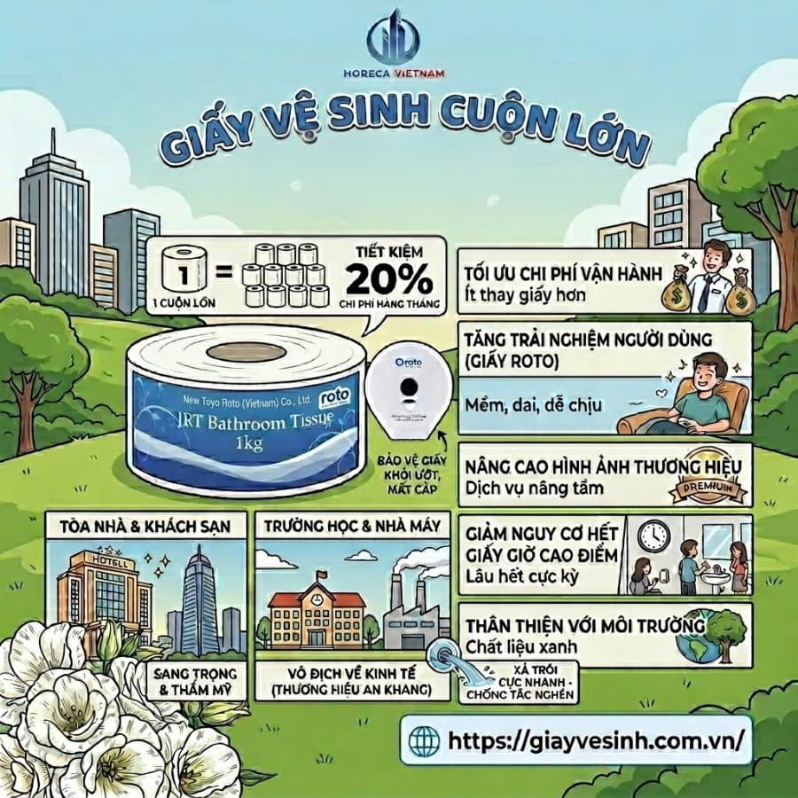 Horeca Việt Nam phân phối giấy vệ sinh cuộn lớn pulppy cao cấp giá tốt nhất