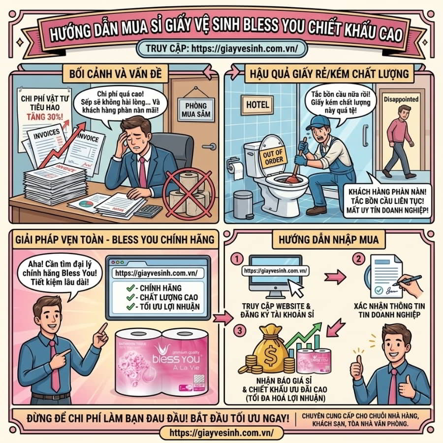 Mua sỉ giấy vệ sinh Bless You uy tín giá tốt nhất tại Horeca Việt Nam