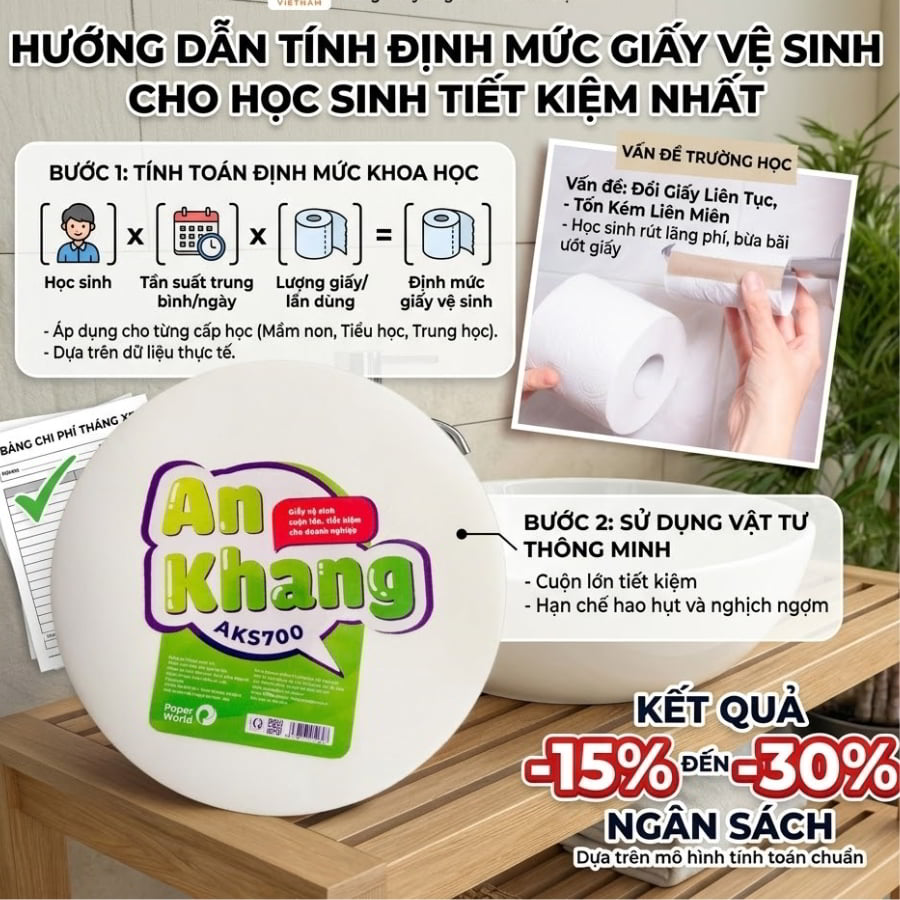 Hướng dẫn định mức sử dụng giấy vệ sinh học sinh tiết kiệm nhất