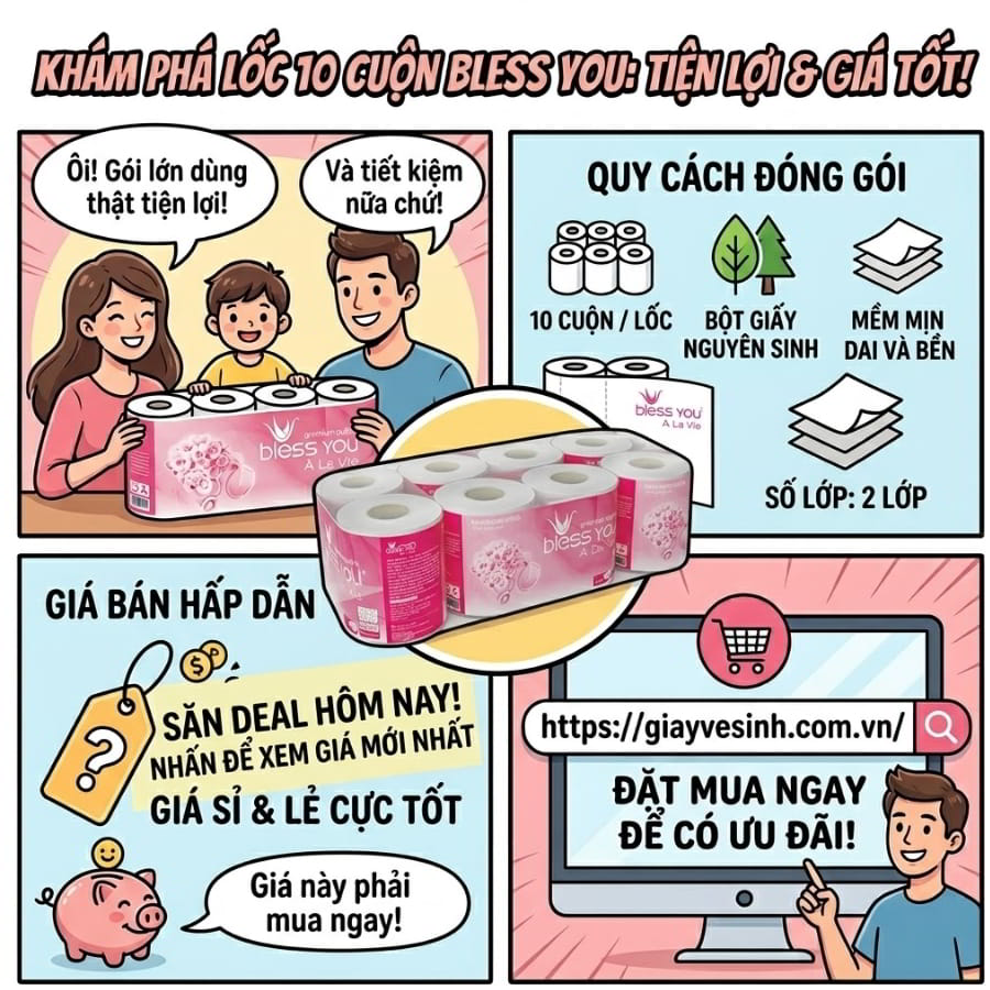 Mua giấy vệ sinh bless you 10 cuộn uy tín giá sỉ tốt nhất tại Horeca Việt Nam