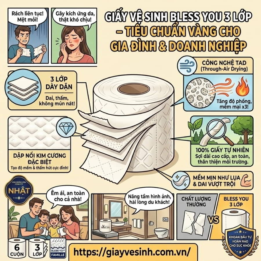 Cung cấp giấy vệ sinh bless you 3 lớp uy tín giá tốt nhất tại Horeca Việt Nam