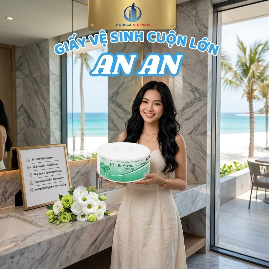 Mua giấy vệ sinh cuộn lớn An An chuyên dụng cho nhà hàng khách sạn tại Horeca Việt Nam