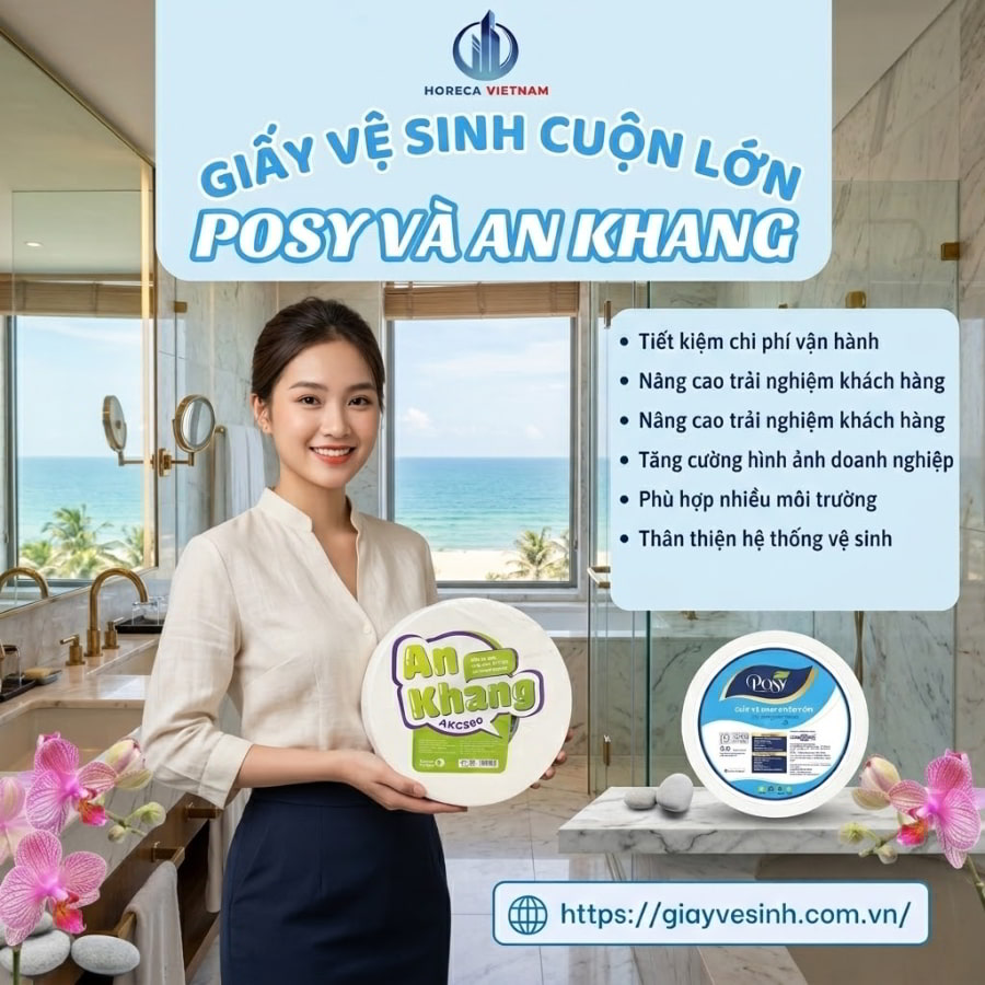 Mua giấy vệ sinh cuộn lớn Posy và An Khang giá tốt giao hàng tận nơi