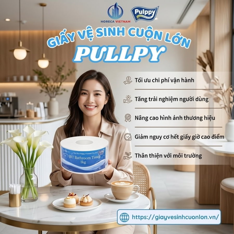 Mua giấy vệ sinh cuộn lớn Pulppu chính hãng chiết khấu cao tại Horeca Việt Nam