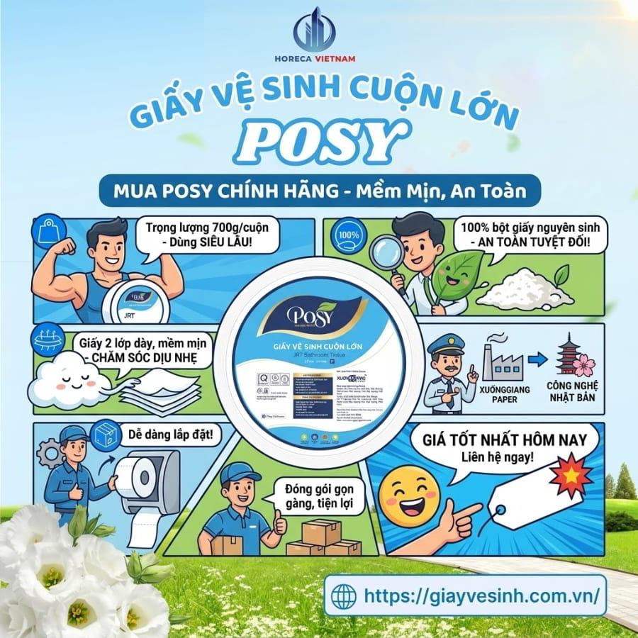 Mua giấy vệ sinh Posy cao cấp dùng cho không gian phòng tắm hiện đại.