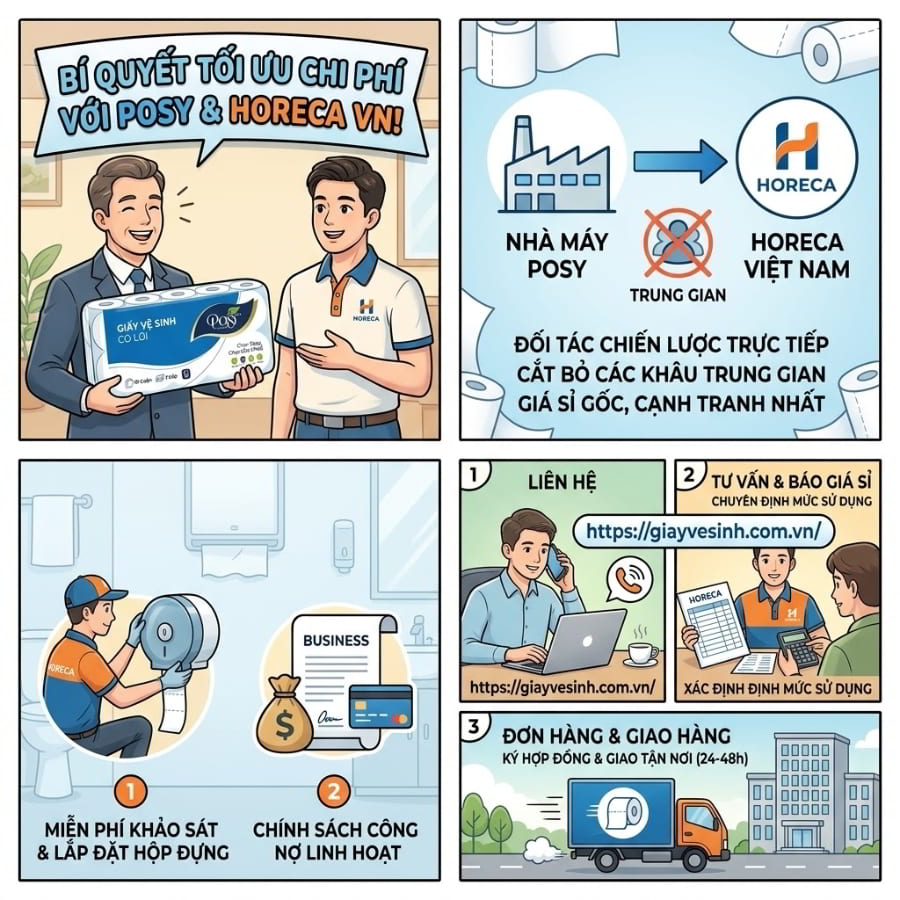 Mua sỉ giấy vệ sinh posy 3 lớp uy tín giá sỉ tốt nhất tại Horeca Việt Nam