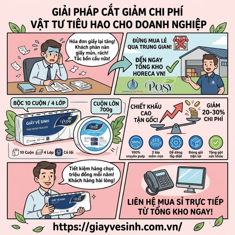 Mua sỉ giấy vệ sinh posy uy tín giá sỉ tốt nhất tại Horeca Việt Nam